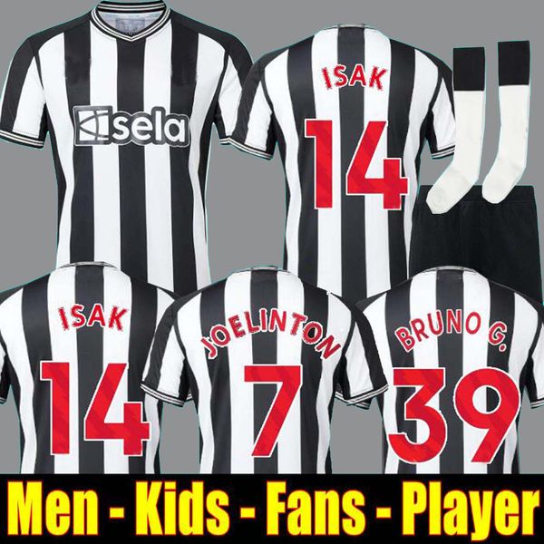 

23 24 new castle bruno g. soccer jerseys isak nufc home joelinton trippier 2023 2024 football shirt maximin men kids kit sets almiron wilson, Black;yellow