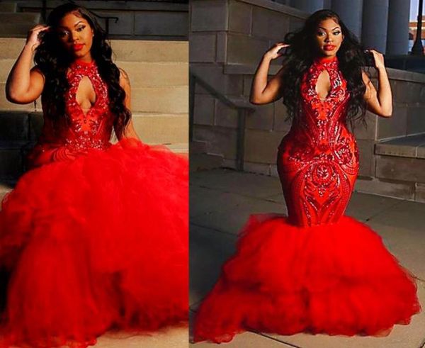 

2021 plus size arabic aso ebi red mermaid prom dresses lace high neck evening formal party second reception gowns dress zj2022436482, Black
