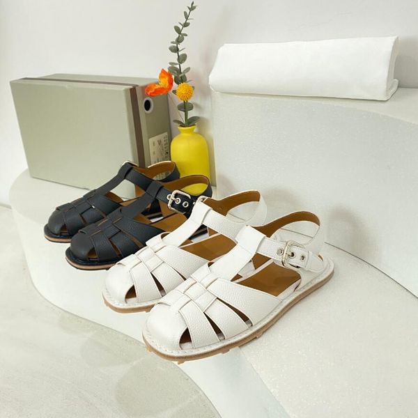 

luxury designer women sandals fisherman woven buckle flat sole sandals summer fashionable beach casual shoes size35-41, Black