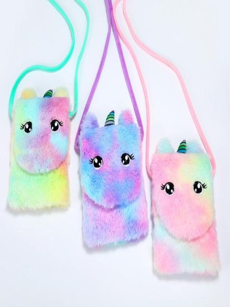 

unicorn plush purse handbag kids crossbody cartoon coin purse for children toddler baby unicorn stuffed messenger bag little girl 9789550