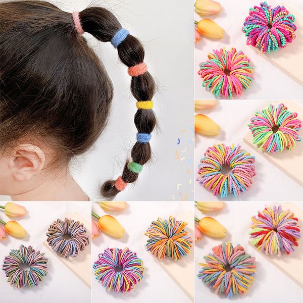 

new 100pcs/lot hair bands girls candy color elastic rubber band hair bands child baby headband scrunchie kids hair accessories, Pink