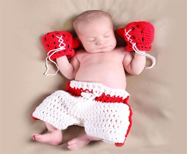 

newborn baby po pography prop costume hat boys girl crochet knit clothes boxer boxing gloves pants set for infant baby5955015, Yellow