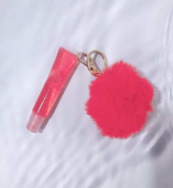 

lip gloss 10 piece 15ml fruit flavor lipgloss private label custom logo moisturizing with hairy key chain whole1060553