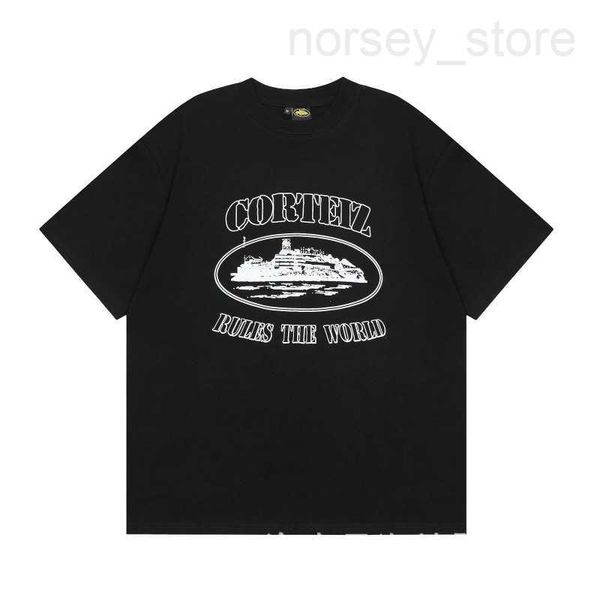 

cortez demon island classic small boat letter print loose casual round neck couple short sleeve t-shirt trend 4 gfee, White;black
