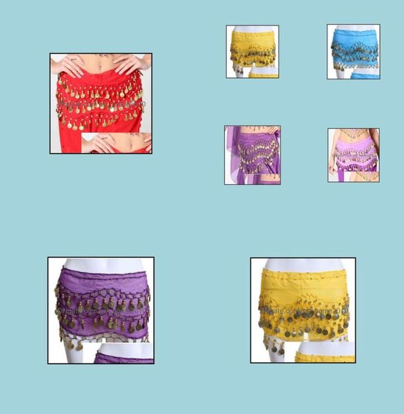 

new women 3 rows belly dance hip scarf wrap belt dancer skirt costume party chiffon 13 drop delivery 2021 waist support sport3871158, Black;gray