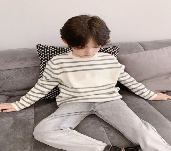 

kids girls boys striped sweater autumn winter baby knitting pullovers sweaters toddler children039s clothes 7886235, Blue