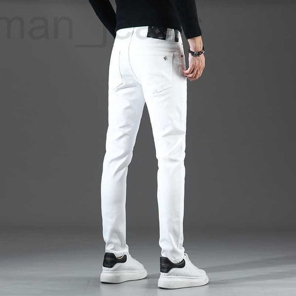 

men's jeans designer spring new guangzhou xintang cotton stretch korean edition slim fit high end european black and white youth pants, Blue