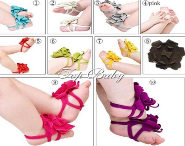 

10pairs fashion baby foot flower baby sandalsbarefoot sandals baby shoestoddler shoes1203271, Black;red