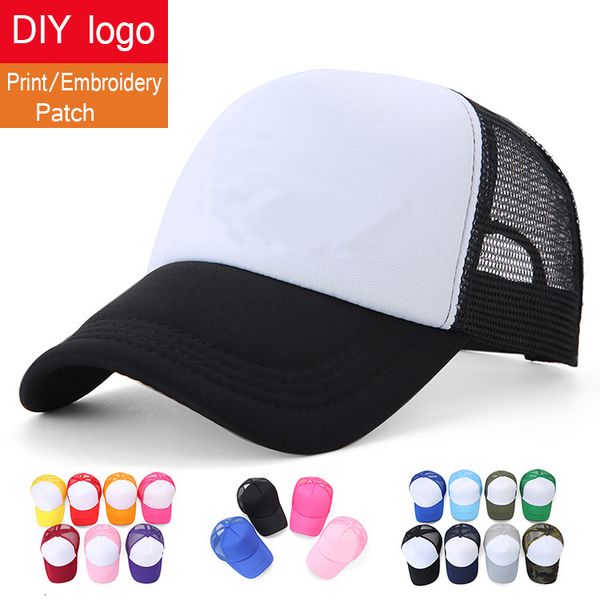 

visors custom diy print mesh trucker cap casual plain baseball adjustable hats for women men 230627, Blue;gray