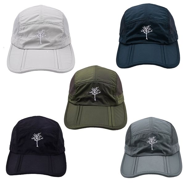 

visors tree embroidery foldable solid color sun protection men baseball cap adjustable quick dry breathable summer dad hat 230627, Blue;gray