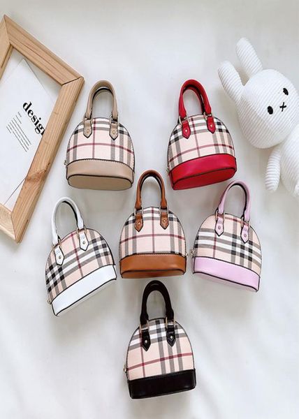 

designer kids princess purse handbags fashion girls plaid printed shell messenger bags children pu leather wallet women metals cha6507418, White