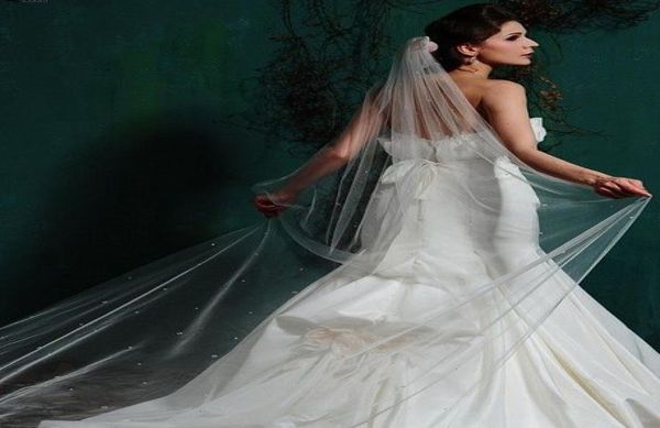 

2019 pearls long bridal veils 1 layer tulle wedding veils bridal accessories in stock new2850373, Black