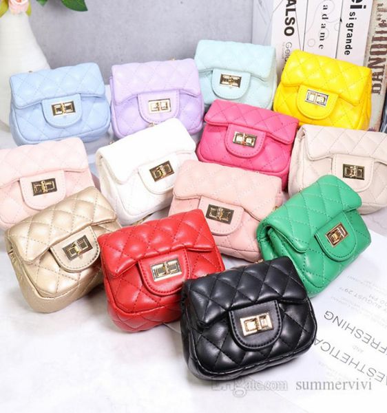 

girls diamond lattice quilted purse kids metals buckle chain single shoulder bag lady style messenger bags for women mini purses q4131363, White