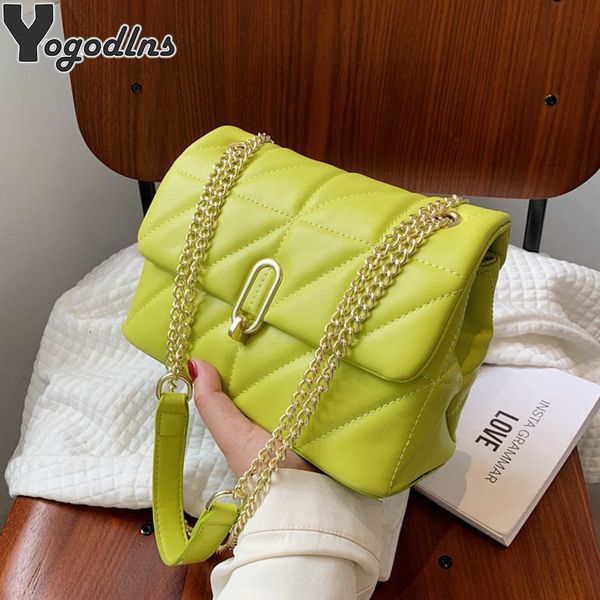

evening bags kiwi green summer pu leather flap crossbody for women luxury solid color shoulder handbags chain purses 230629