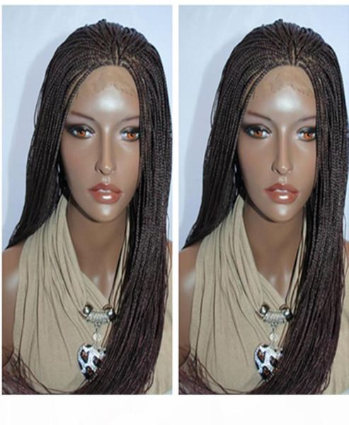 

synthetic hair braided lace front wigs heat resistant kanekalon micro braided wigs burgundy brown black color synthetic braided la6053857