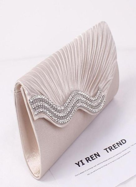 

women039s satin evening bags crystal beads bridal hand bags clutch box handbags wedding clutch purse for women2647435, Black