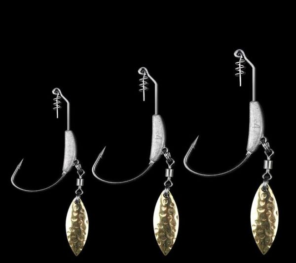 

with lead sinker fishing hook gold silver spoons tackle accessories wide belly soft worm lure single hook8705691