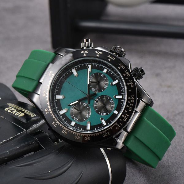 

ro4 wrist watches for men 2023 new mens watches all dial work quartz watch luxury brand chronograph clock watch rubber watch band men fashio, Slivery;golden