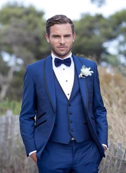 

navy blue groom tuxedos shawl lapel center vent groomsman wedding 3 piece suit popular men prom party jacket blazerjacketpantst4421084, Black;gray