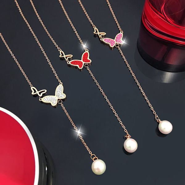 

sweetness micro pave butterfly pendant necklace jewelry for women gift, Silver