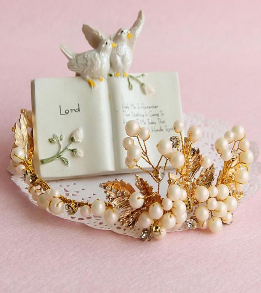 

wedding bridal bridesmaid handmade golden leaves beaded hairbands tourism vacation tiaras headband wreath headdress hair accessori2340908, Silver