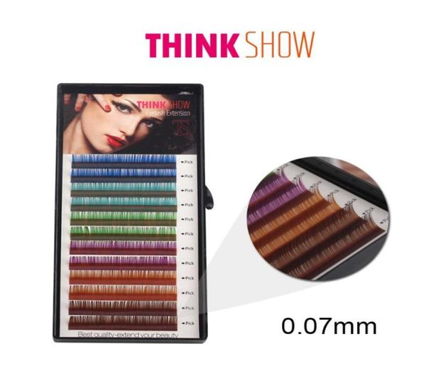 

007mm thickness all size color eyelash extension silk volume eyelash handmade individual false eye lashes color fake eyelashes1467832