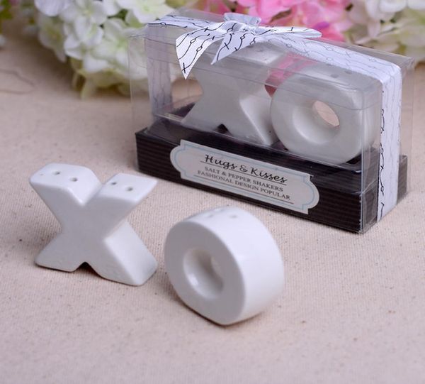 

10pcslot5sets xoxo wedding gift decorations of hugs and kisses ceramic salt pepper shakers for bridal shower party favors2523272