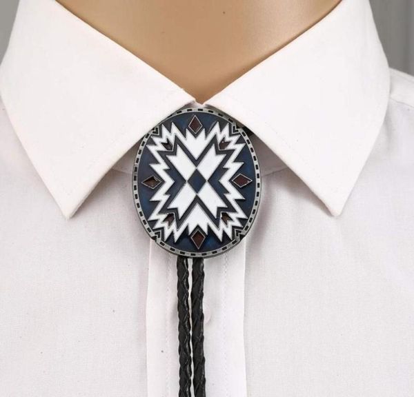 

bow ties white snowflower pattrn bolo tie for man cowboy western cowgirl leather rope zinc alloy necktiebow bowbow5236608, Black;gray