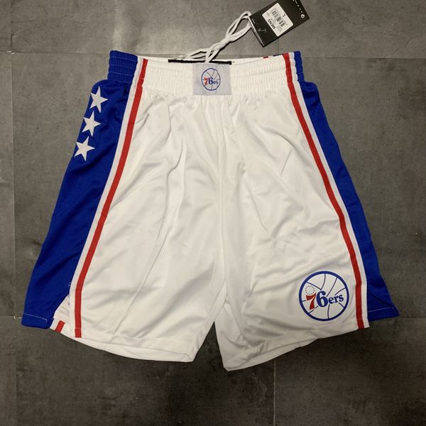 

philadelphia''76ers''men throwback basketball shorts pocket allen 3 iverson joel basketball jerseys blue red white black