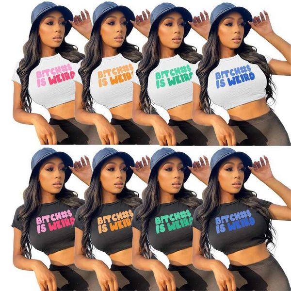 

kasilo designer 2023 new apparel womens letter printing t-shirt 8 colours, White