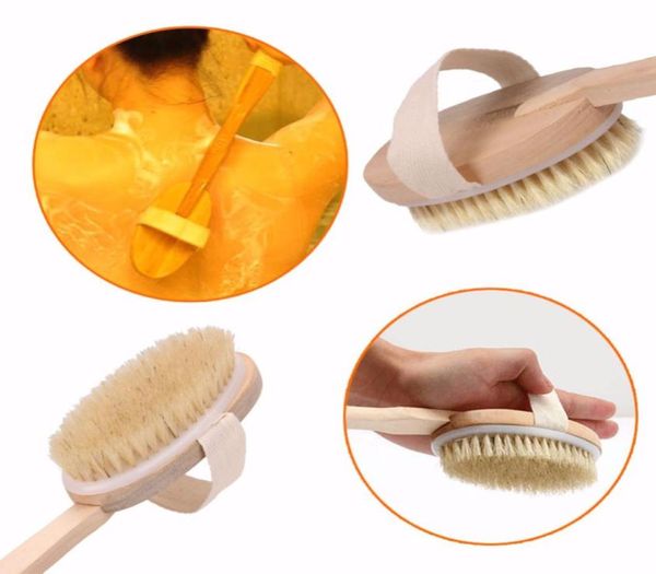 

natural boar bristle wooden brush long handle massager bath shower back spa body brush skin bath brush bathroom products9464079