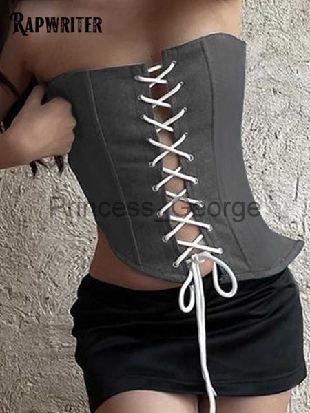 

party dresses rapwriter women solid corset fashion skinny boned tie up bustier summer backless mini vest high street clothes elegant x0629, White;black