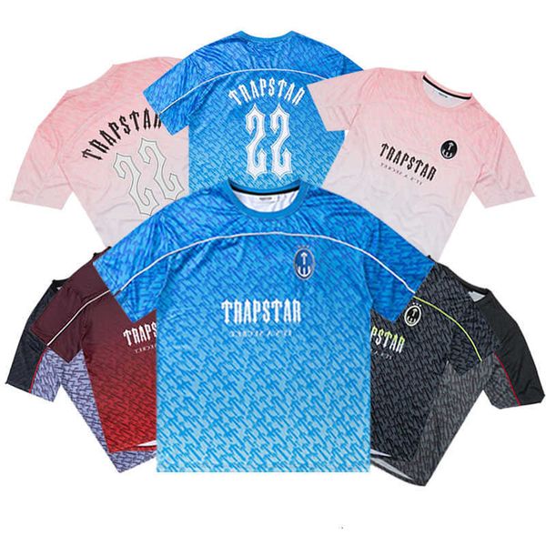 

2023 summer trapstar t shirt designer mens football jersey casual short sleeve loose mesh quick dry gradient streetwear t-shirt xqft, White;black