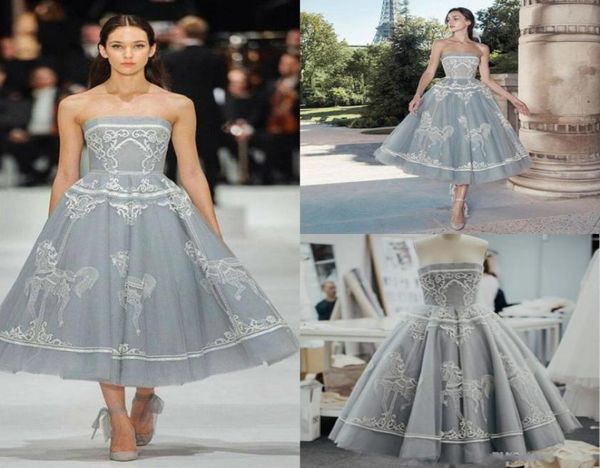 

paolo sebastian short prom dresses strapless lace tea length evening gowns plus size formal party cooktail dress abendkleider4517584, Black