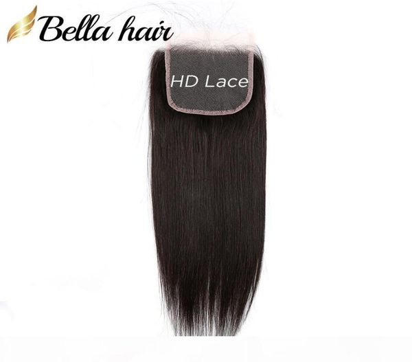 

bella hair hd lace closure 4x4 100 human virgin hair closure middle three part closures with baby hair natural color6495070, Black;brown