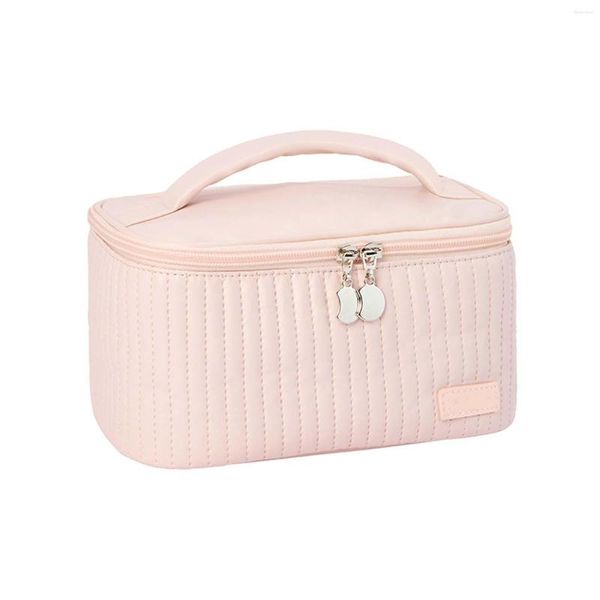 

cosmetic bags stylish macaron color stripe bag waterproof multipurpose wash for outdoor traveling large capacity makeup