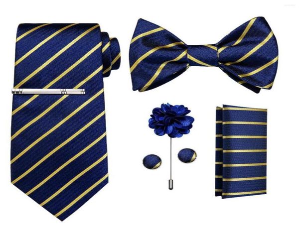 

bow ties yellow striped blue for men self tie business wedding accessories neck hanky set bowknot mens butterfly dibangu3130111, Black;gray