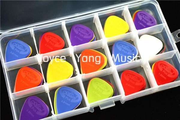 

lots of 100pcs alice projecting nylon acoustic electric guitar picks plectrums1 large plastic picks holder case box3642444