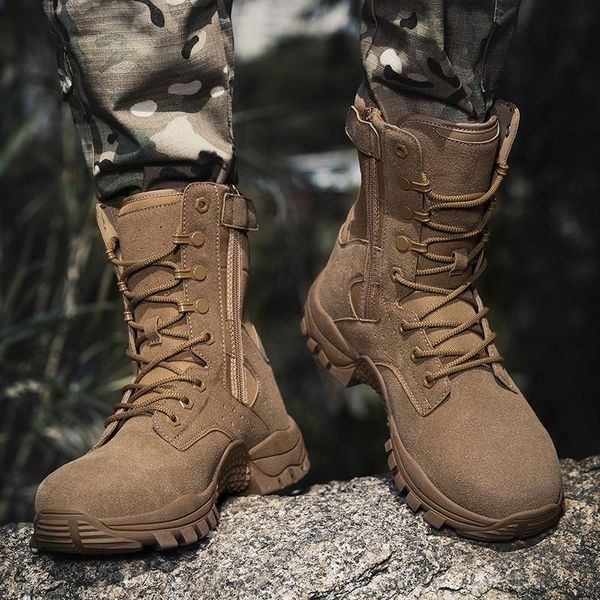 

pants new waterproof tactical military army desert boots for men hiking midcalf highmen's combat boots fashion work men's shoes, White