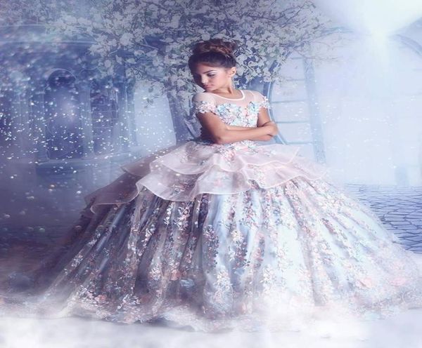 

2020 princess ball gown girls pageant dresses jewel lace appliques flowers peplum illusion kids formal prom toddler first communio7442137, White;red