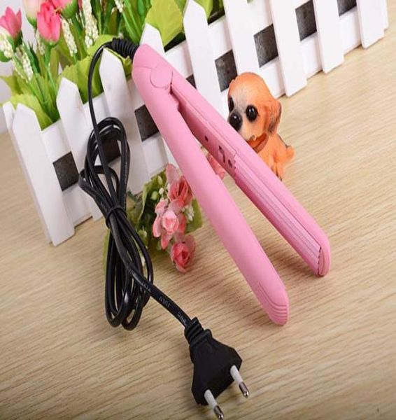 

mini pink ceramic electronic hair straighteners iron 220240v straightening corrugated iron styling tools fringe hair straightener8758824, Black