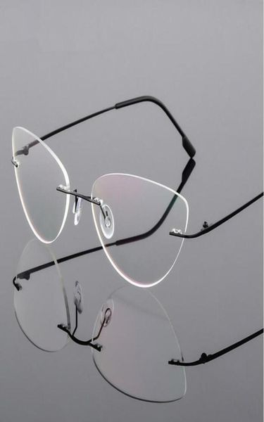 

rimless glasses frame women titanium ultralight eyeglasses prescription frameless cat eye screwless eyewear myopia optical frame 17906954