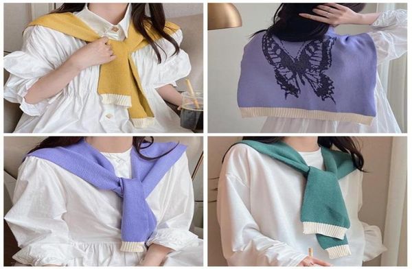 

bow ties korean female summer detachable collar women wool knit neck fake winter shawl warm scarves false decorbow3252647, Black;gray