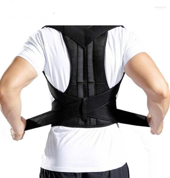 

back posture corrector shoulder lumbar brace spine support belt adjustable corset correction waist trainer4263922, Black;gray
