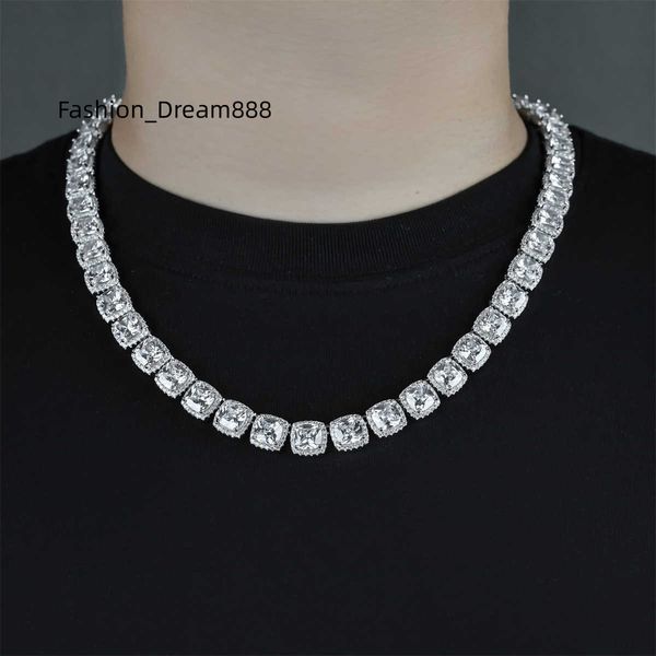 

10mm factory custom iced out 14k white gold plated cz tennis chain, Silver
