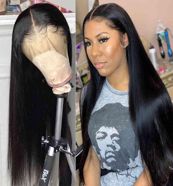 

lace front human hair wigs pre plucked 13x4 brazilian hd frontal straight lace front wig human hair wigs glueless full lace wigs4544665, Black;brown