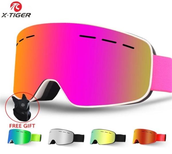 

xtiger brand women ski goggles double layers uv400 antifog big ski mask glasses skiing sunglasses men snow snowboard goggles 2204992989