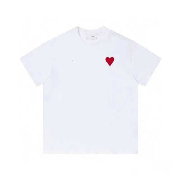

designers amis paris tshirt 2023ss spring classic heart solid color big love round neck short sleeve t-shirt for men and women 9u4, White;black