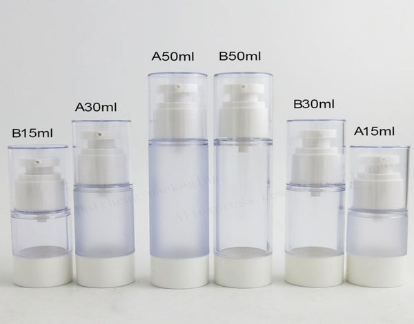

20 x 15ml 30ml 50ml clear frost pp airless pump bottle refillable travel container cosmetic skin care airless containers3539081