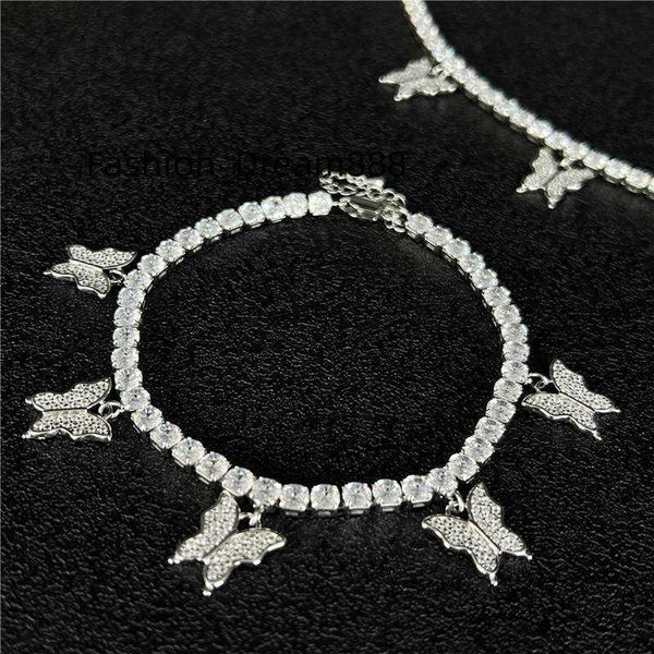 

factory wholesale hip hop men ladies glamour cuban chain butterfly bracelet, Silver